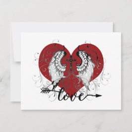 Liefdeshart en kruis valentijn feestdagenkaart