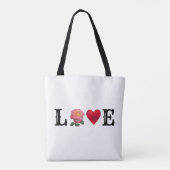 Liefdeshart en roos bloem tote bag (Achterkant)