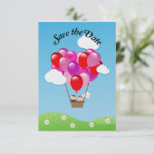 Liefdeshart hete luchtballon Trouw Save the date (Staand voorkant)