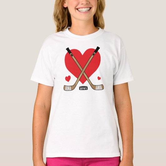 Liefdeshart Hockeysticks Meisjes T-shirt (Voorkant)