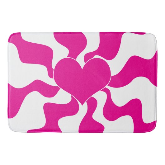 Liefdeshart in Magenta en Wit Badmat (Voorkant)
