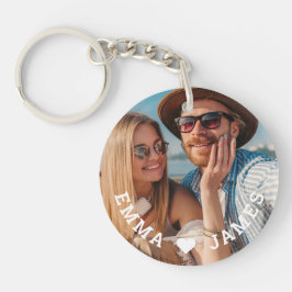 Liefdeshart Koppels Foto Gepersonaliseerde Namen Sleutelhanger