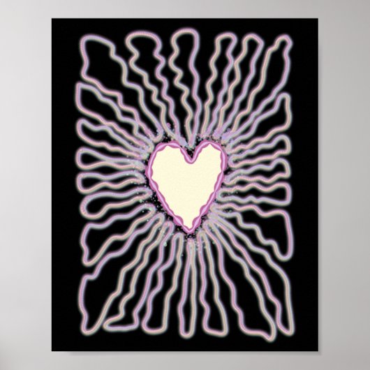 Liefdeshart met Abstract Design Sticker Poster (Voorkant)