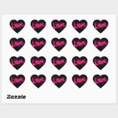 liefdeshart neon hot roze zwarte stickers (Vel)