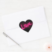 liefdeshart neon hot roze zwarte stickers (Envelop)