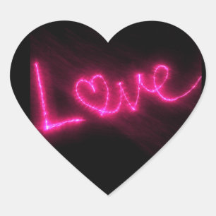 liefdeshart neon hot roze zwarte stickers