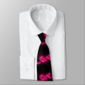 liefdeshart neon warm roze zwart mannen stropdas (Gebonden)