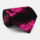 liefdeshart neon warm roze zwart mannen stropdas (Opgerold)