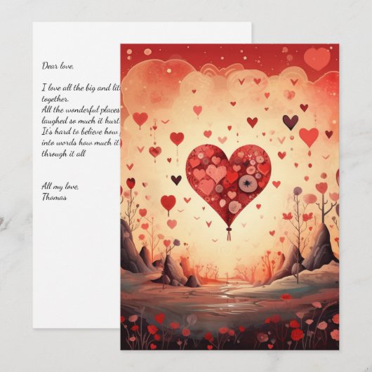 Liefdeshart: Schrijf je brief - Valentijnskaart Feestdagenkaart (Voorkant / Achterkant)