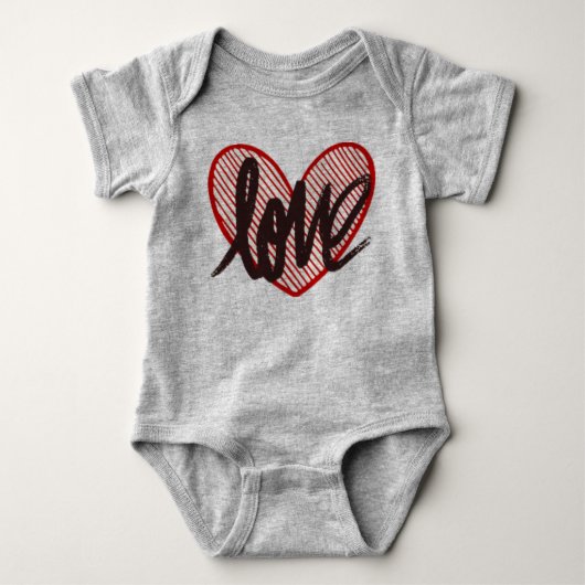 Liefdeshart Script Baby Bodysuit - Cute Rode Hart (Voorkant)