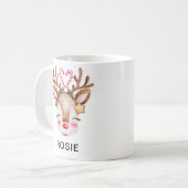 Liefdeshart Snoepriet Rendier Aangepaste Naam Koffiemok (Voorkant links)