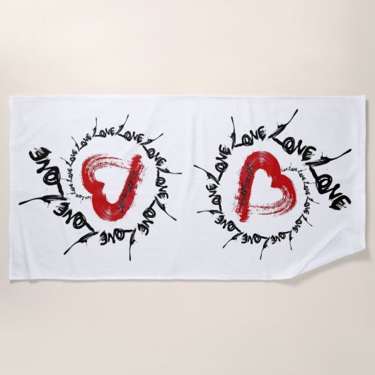 Liefdeshart strandhanddoek strandlaken (Voorkant)