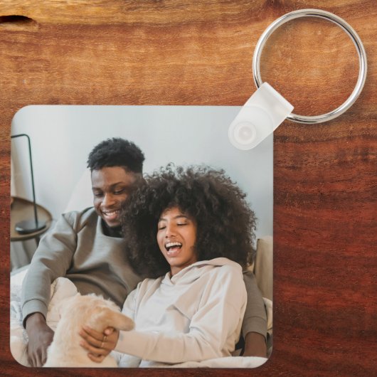 Liefdeshart tekst en 2 foto's sleutelhanger (Achterkant)