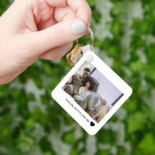 Liefdeshart tekst en 2 foto's sleutelhanger