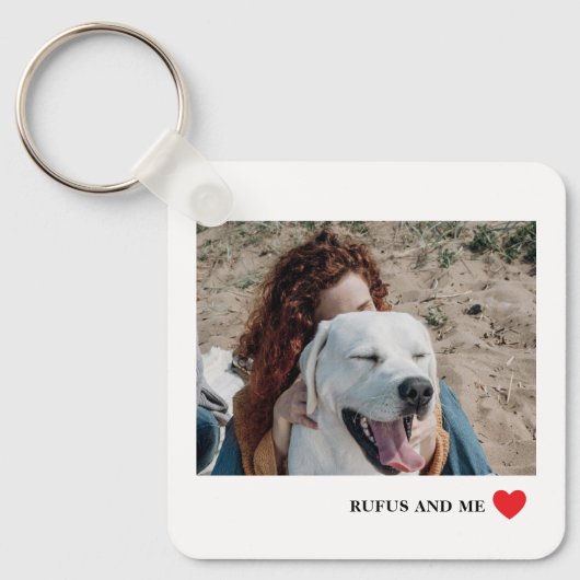 Liefdeshart tekst en 2 foto's sleutelhanger (Voorkant)