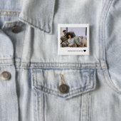 Liefdeshart tekst en 2 foto's vierkante button 5,1 cm (In situ)