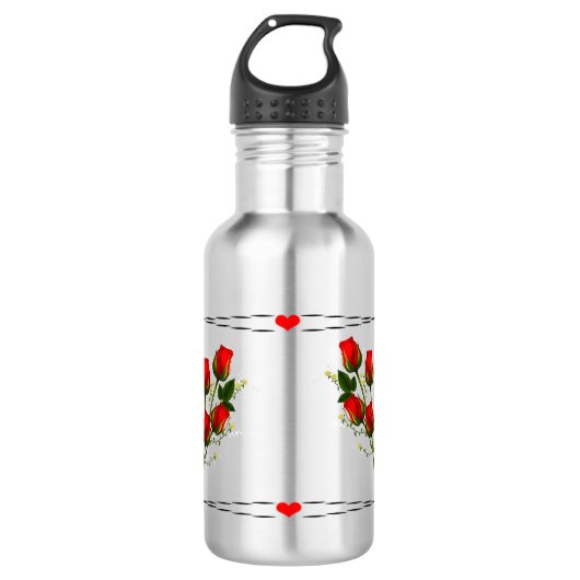 Liefdeshart valentijnskunst waterfles  (Voorkant)