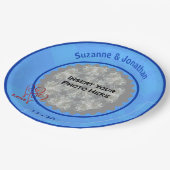 Liefdesharten Blauw Persoonlijke Trouwfoto Papieren Bordje (Gekanteld)