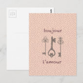 liefdesharten en Franse sleutels Briefkaart (Voorkant / Achterkant)