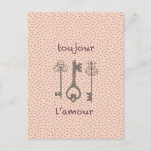  liefdesharten en Franse sleutels Briefkaart