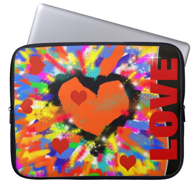 liefdesharten, pop kunst laptop sleeve (Voorkant)