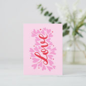 Liefdesharten - roze en rood briefkaart (Staand voorkant)