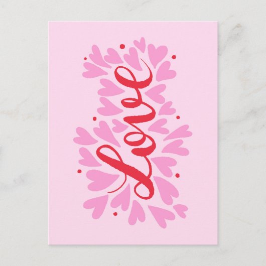 Liefdesharten - roze en rood briefkaart (Voorkant)