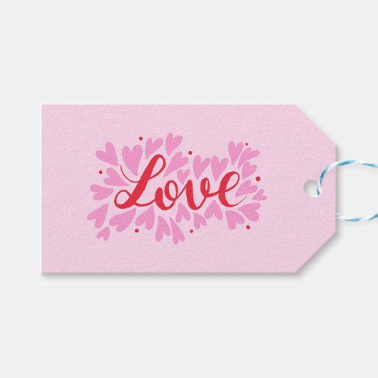 Liefdesharten - roze en rood cadeaulabel (Voorkant (Horizontaal))