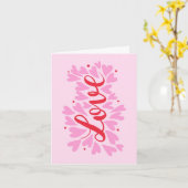 Liefdesharten - roze en rood kaart (Gele Bloem)