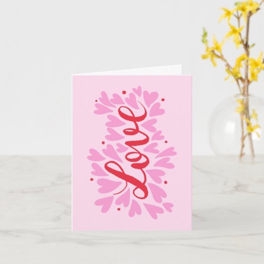 Liefdesharten - roze en rood kaart (Gele Bloem)