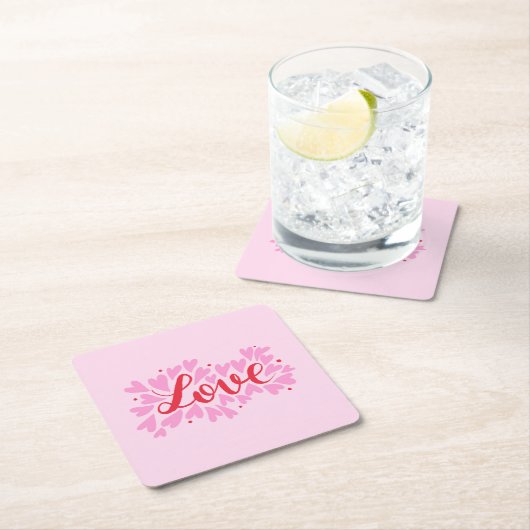 Liefdesharten - roze en rood kartonnen onderzetters (Insitu)