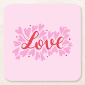 Liefdesharten - roze en rood kartonnen onderzetters (Voorkant)