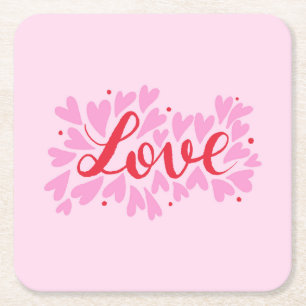 Liefdesharten - roze en rood kartonnen onderzetters