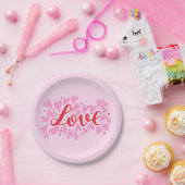 Liefdesharten - roze en rood papieren bordje (Feest)