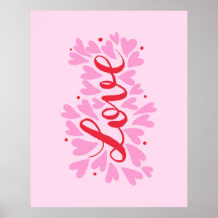 Liefdesharten - roze en rood poster