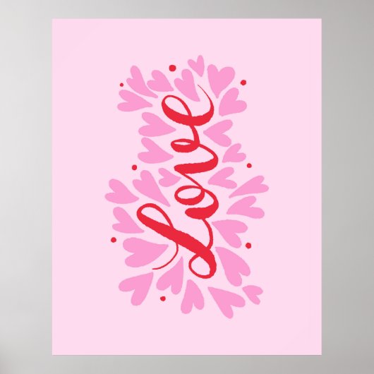 Liefdesharten - roze en rood poster (Voorkant)