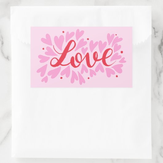 Liefdesharten - roze en rood rechthoekige sticker (Tas)