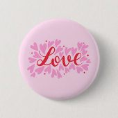 Liefdesharten - roze en rood ronde button 5,7 cm (Voorkant)