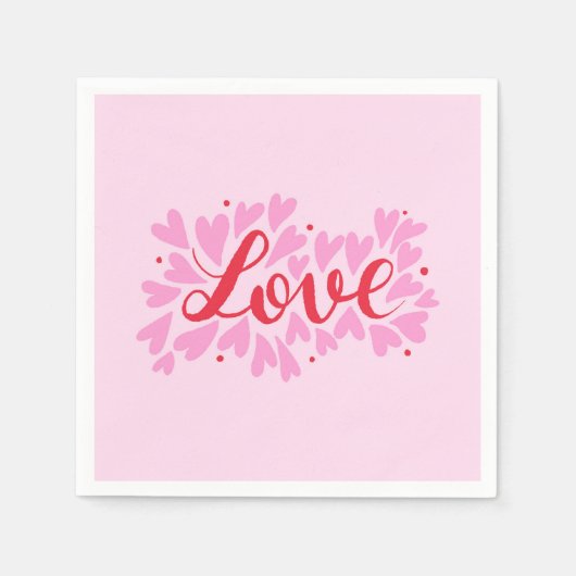 Liefdesharten - roze en rood servet (Voorkant)