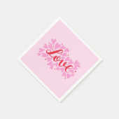 Liefdesharten - roze en rood servet (Hoek)