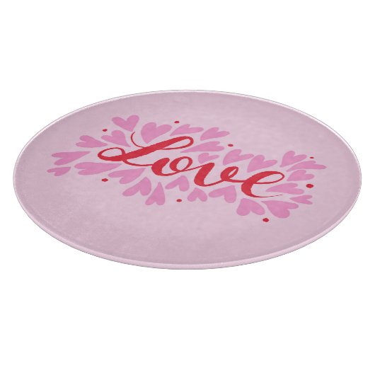 Liefdesharten - roze en rood snijplank (Hoek)