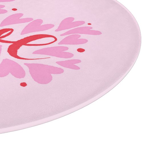 Liefdesharten - roze en rood snijplank (Hoek)