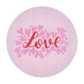 Liefdesharten - roze en rood snijplank (Voorkant)