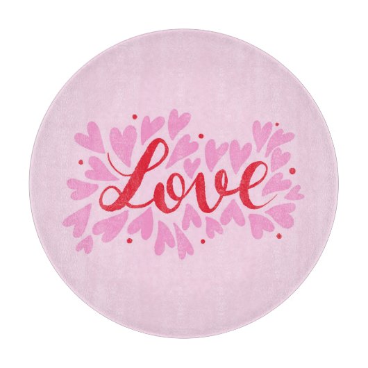 Liefdesharten - roze en rood snijplank (Voorkant)