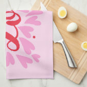 Liefdesharten - roze en rood theedoek (Quarter Fold)
