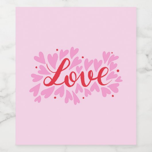 Liefdesharten - roze en rood wijn etiket (Enkel label)