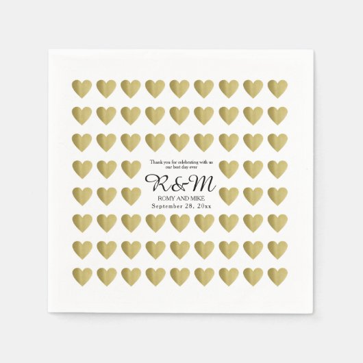liefdeshartenpatroon op gepersonaliseerd wit servetten (Voorkant)