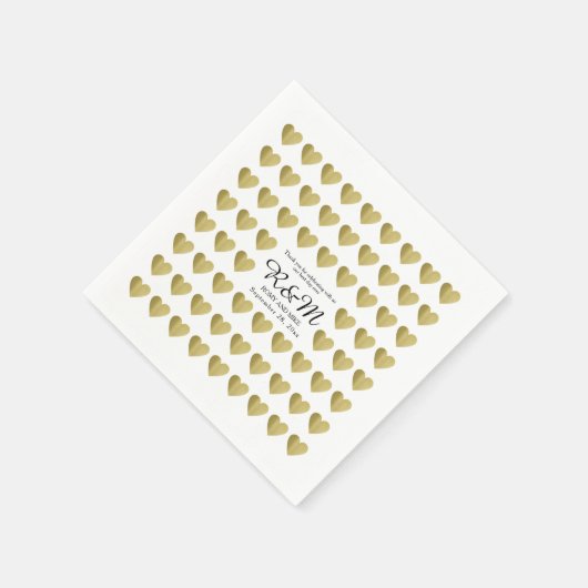 liefdeshartenpatroon op gepersonaliseerd wit servetten (Hoek)