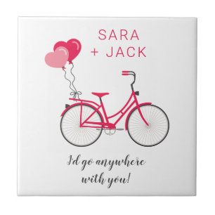 Liefdeshartjes Fiets Valentijnsdag Persoonlijk Aan Tegeltje