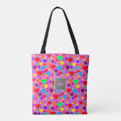 Liefdeshartjes op Roze Tote Bag (Achterkant)